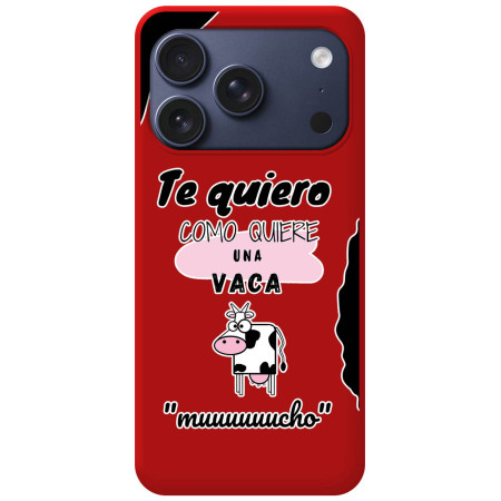 Funda Silicona Líquida Roja para Iphone 17 Pro (6.3) diseño Vaca Dibujos
