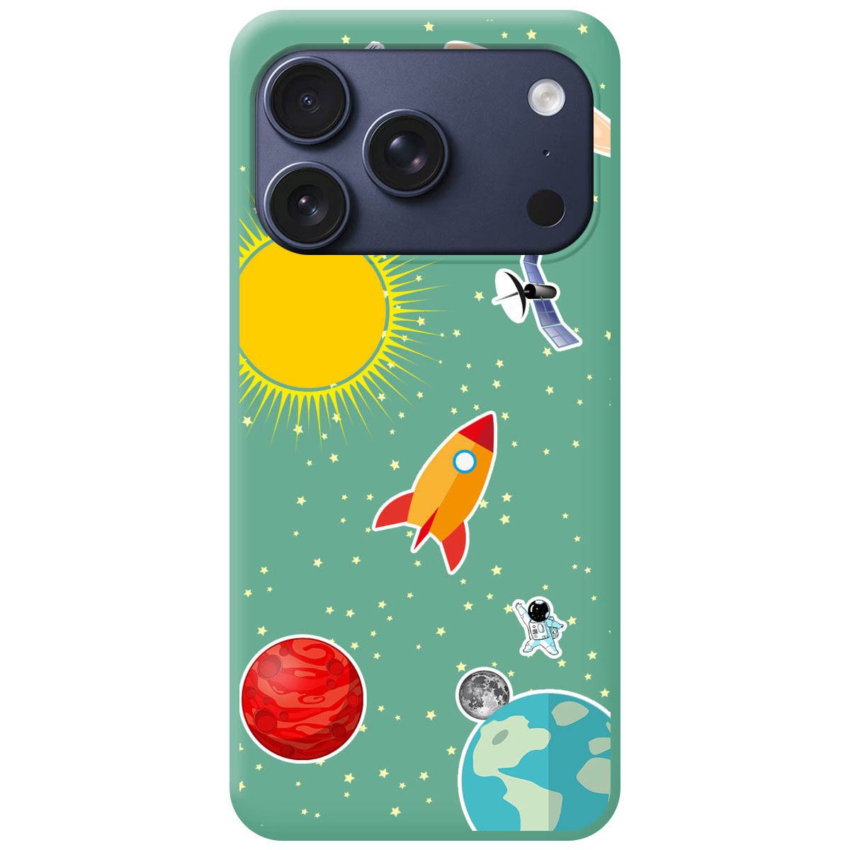 Funda Silicona Líquida Verde para Iphone 17 Pro (6.3) diseño Espacio Dibujos