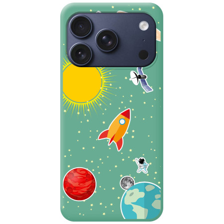 Funda Silicona Líquida Verde para Iphone 17 Pro (6.3) diseño Espacio Dibujos