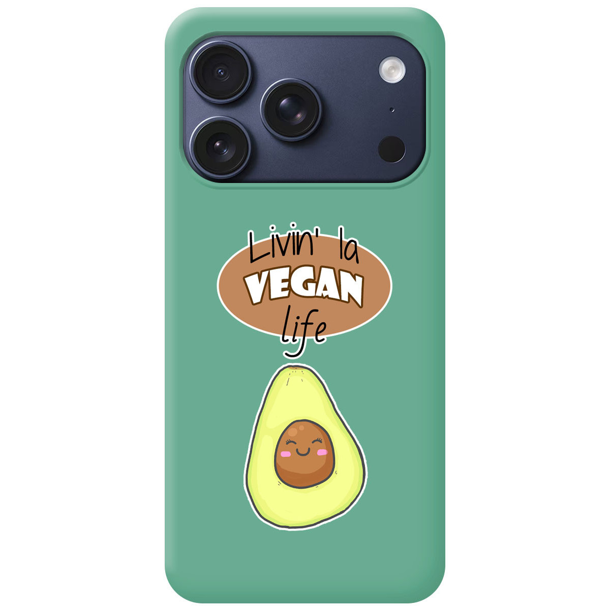 Funda Silicona Líquida Verde para Iphone 17 Pro (6.3) diseño Vegan Life Dibujos