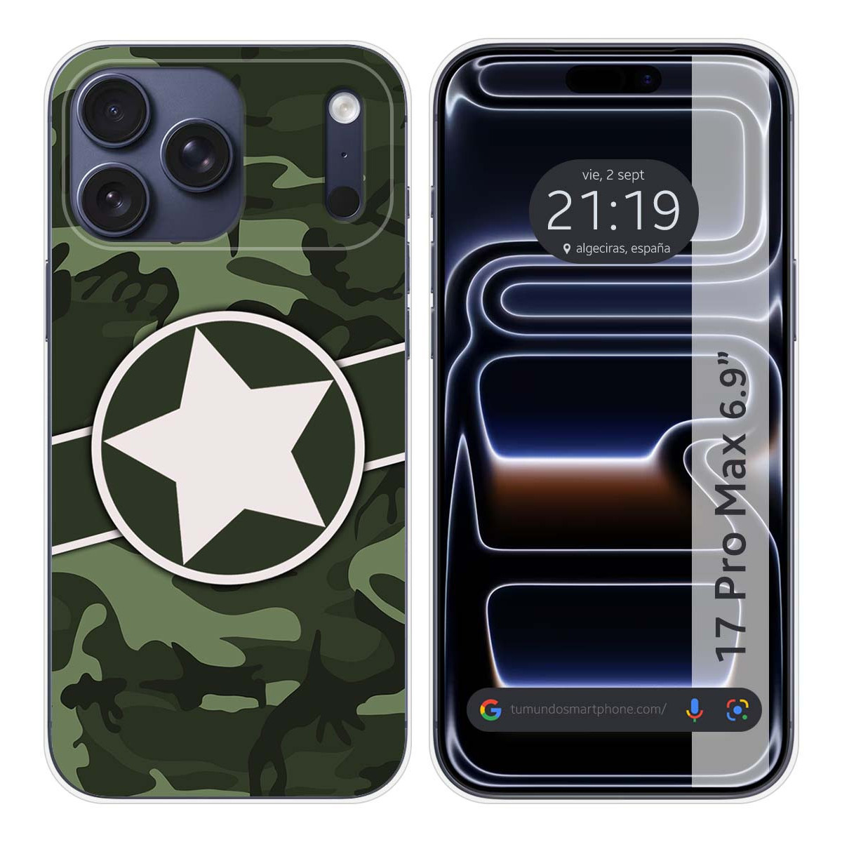 Funda Silicona para Iphone 17 Pro Max (6.9) diseño Camuflaje 01 Dibujos