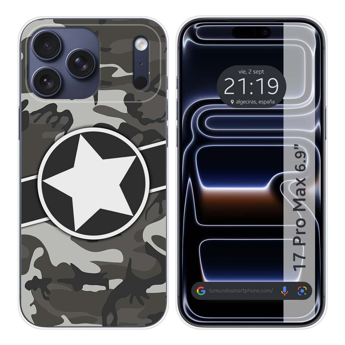 Funda Silicona para Iphone 17 Pro Max (6.9) diseño Camuflaje 02 Dibujos