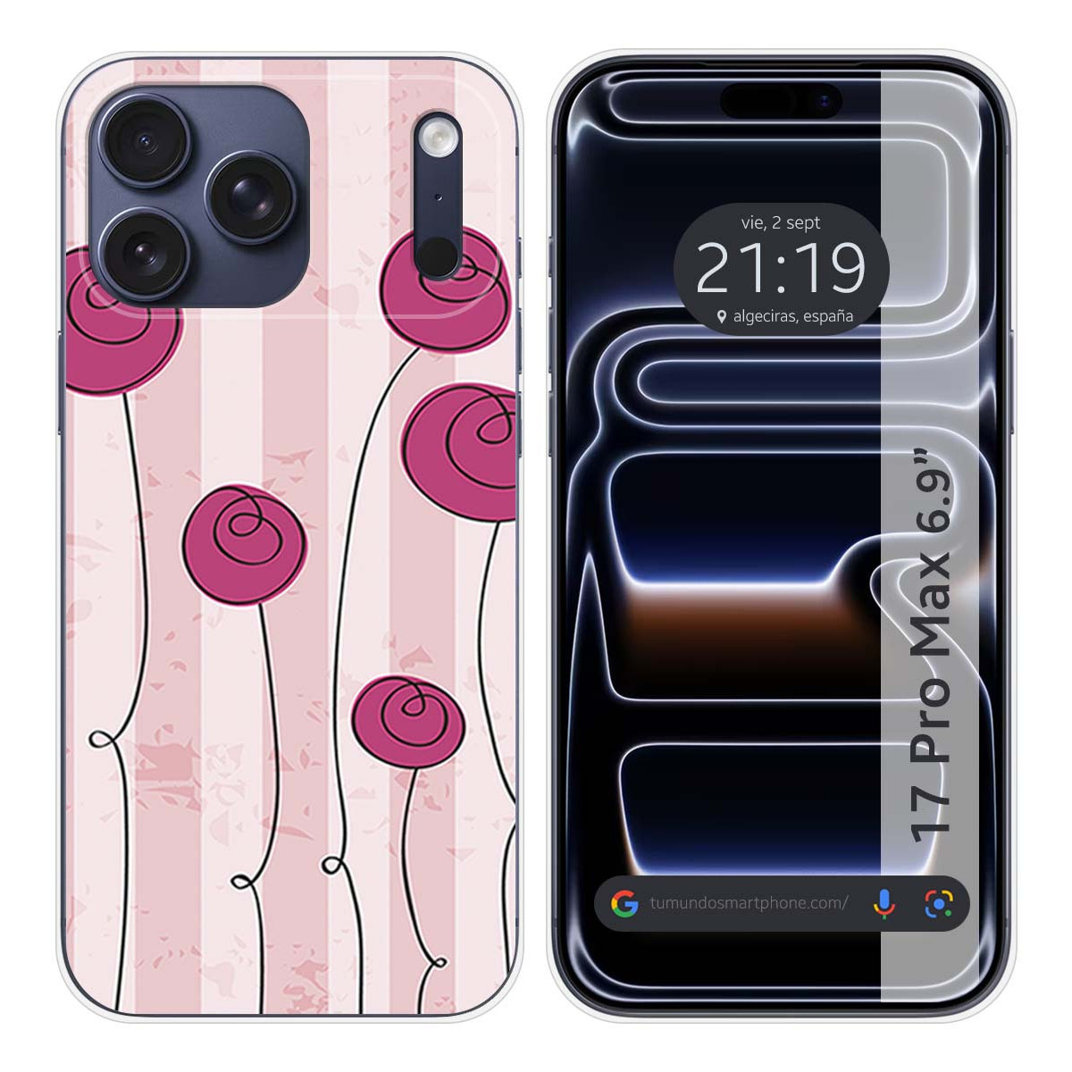 Funda Silicona para Iphone 17 Pro Max (6.9) diseño Flores Vintage Dibujos