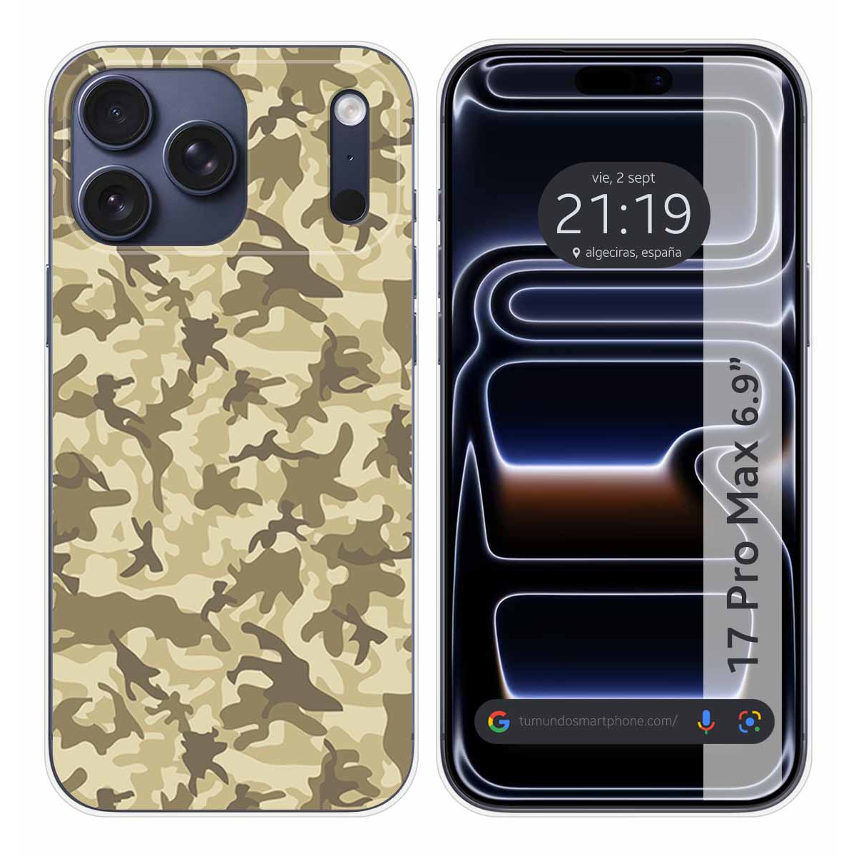 Funda Silicona para Iphone 17 Pro Max (6.9) diseño Sand Camuflaje Dibujos