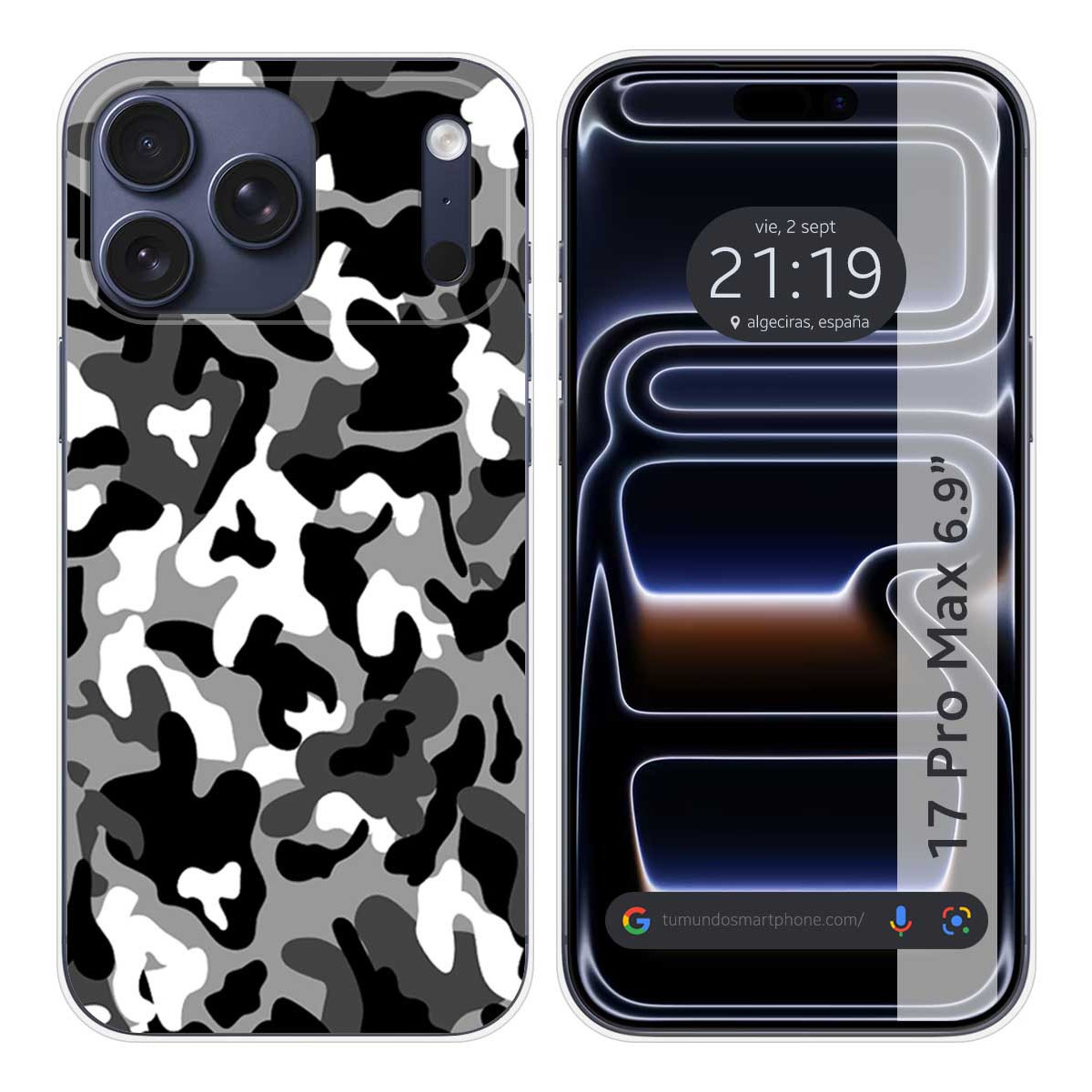 Funda Silicona para Iphone 17 Pro Max (6.9) diseño Snow Camuflaje Dibujos