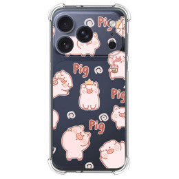 Funda Silicona Antigolpes para Iphone 17 Pro Max (6.9) diseño Cerdos Dibujos