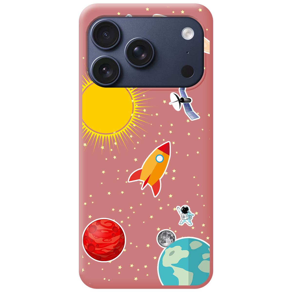 Funda Silicona Líquida Rosa para Iphone 17 Pro Max (6.9) diseño Espacio Dibujos
