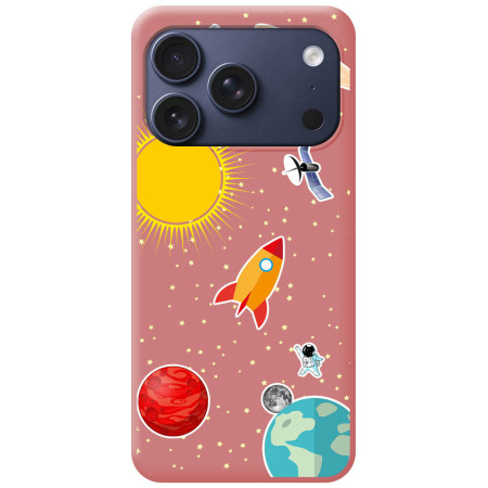 Funda Silicona Líquida Rosa para Iphone 17 Pro Max (6.9) diseño Espacio Dibujos