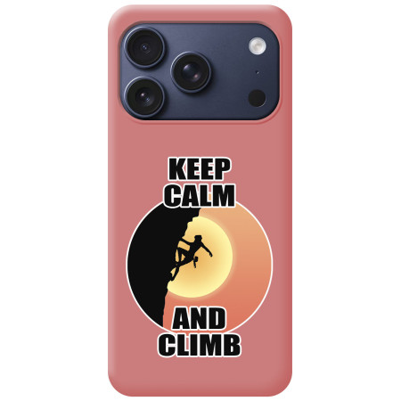 Funda Silicona Líquida Rosa para Iphone 17 Pro Max (6.9) diseño Mujer Escalada Dibujos