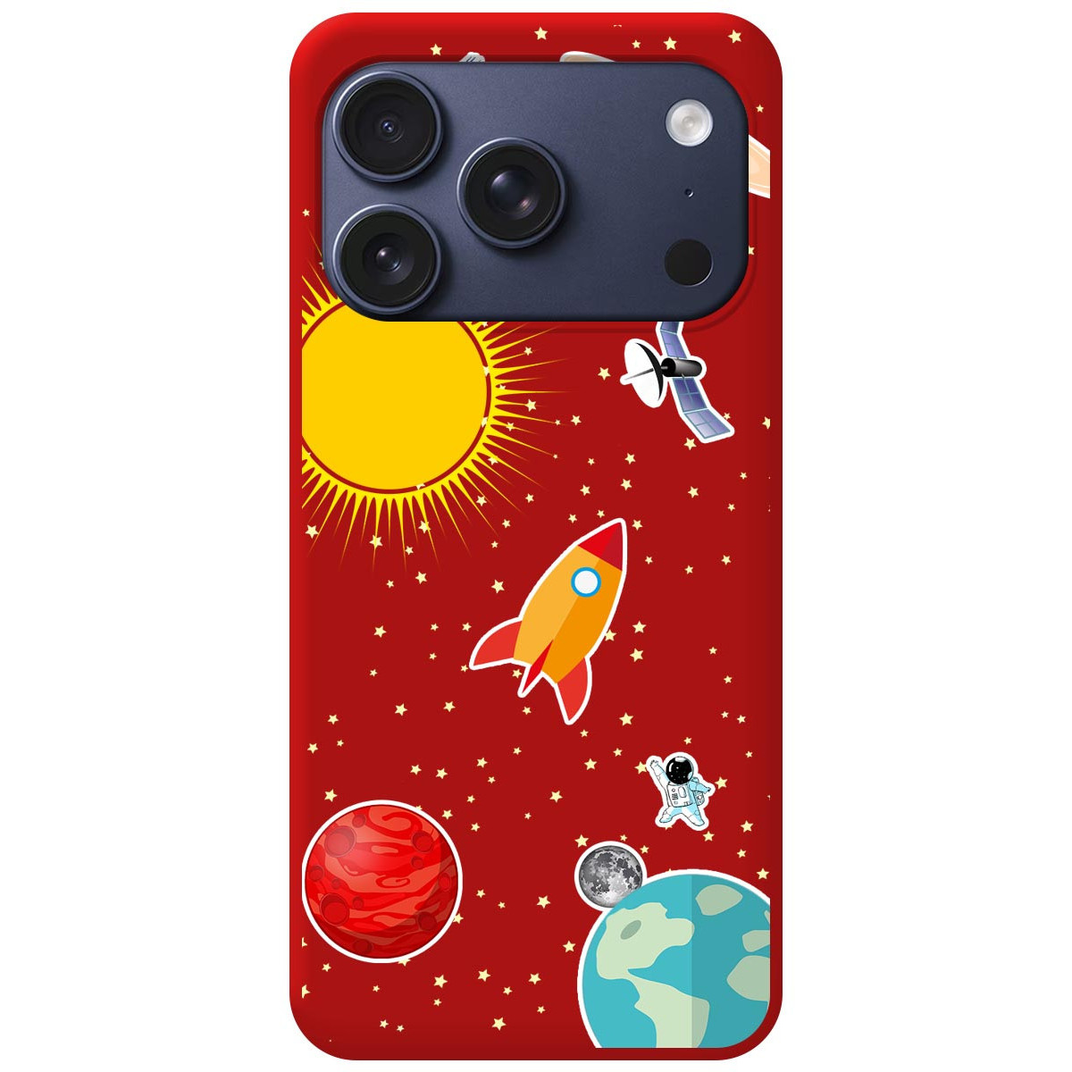 Funda Silicona Líquida Roja para Iphone 17 Pro Max (6.9) diseño Espacio Dibujos