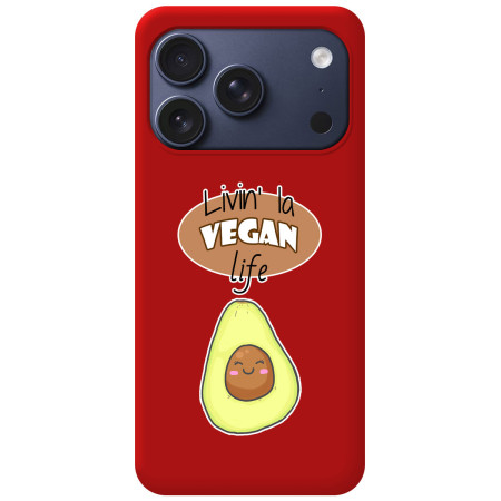 Funda Silicona Líquida Roja para Iphone 17 Pro Max (6.9) diseño Vegan Life Dibujos