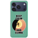Funda Silicona Líquida Verde para Iphone 17 Pro Max (6.9) diseño Hombre Escalada Dibujos