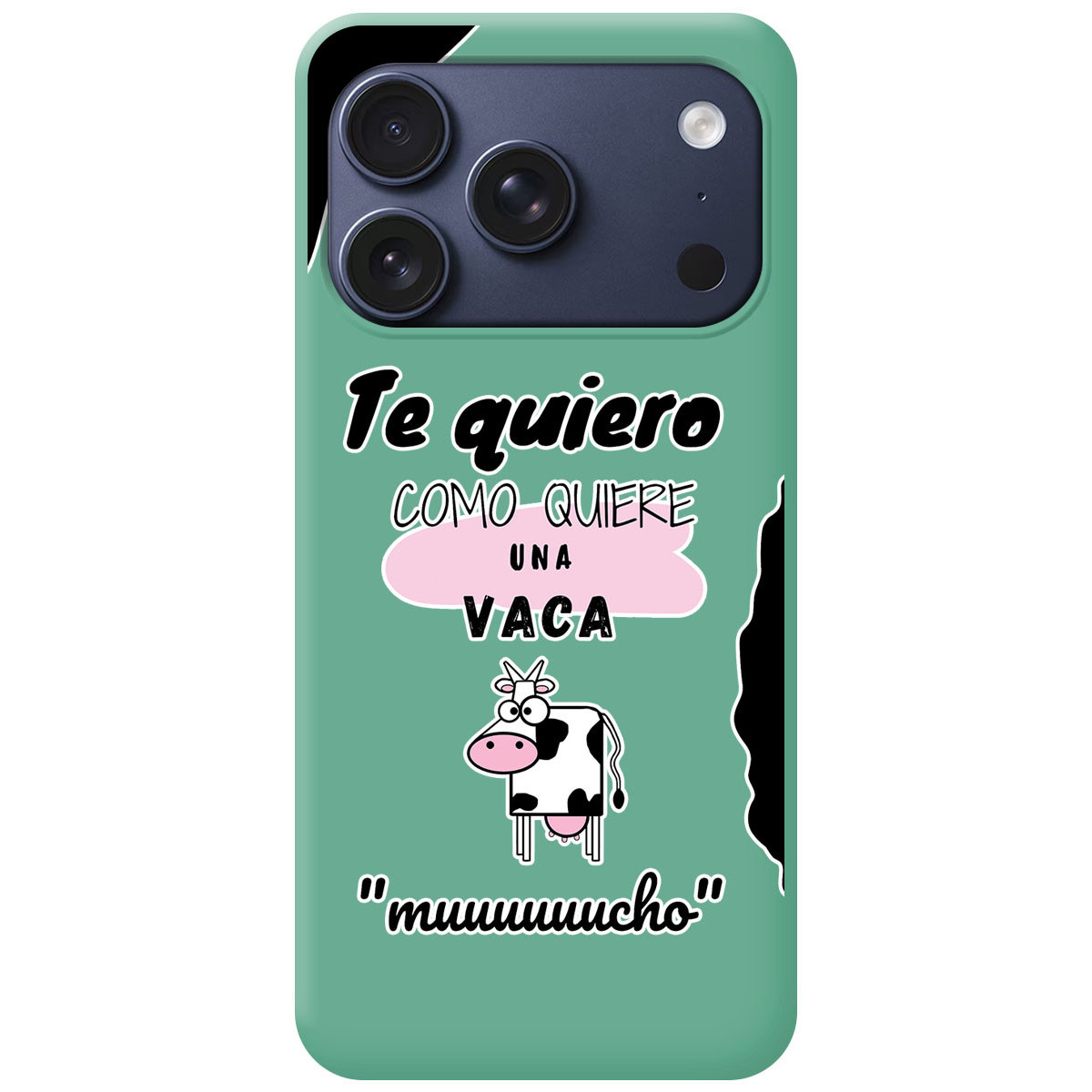 Funda Silicona Líquida Verde para Iphone 17 Pro Max (6.9) diseño Vaca Dibujos