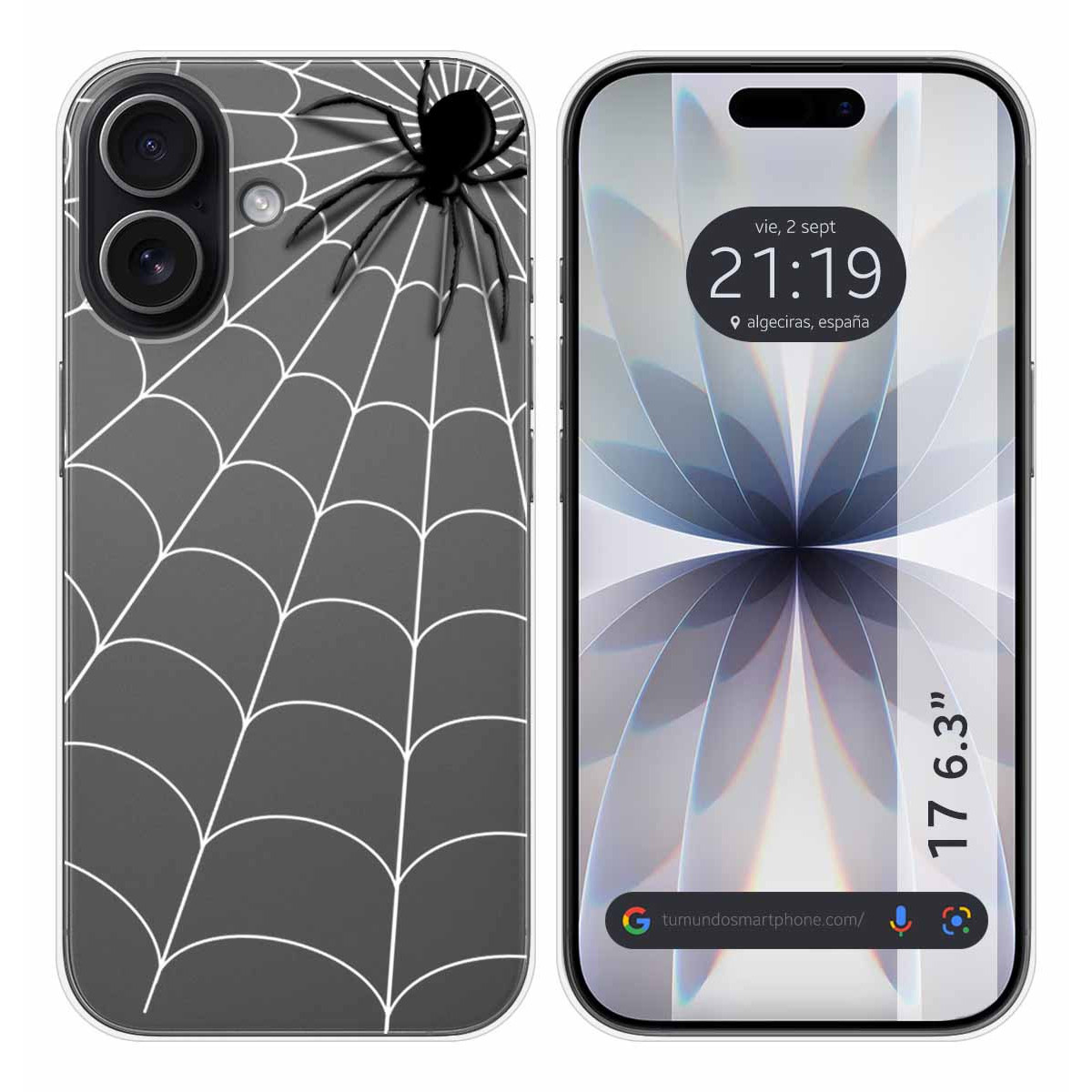 Funda Silicona Transparente para Iphone 17 (6.3) diseño Araña Dibujos