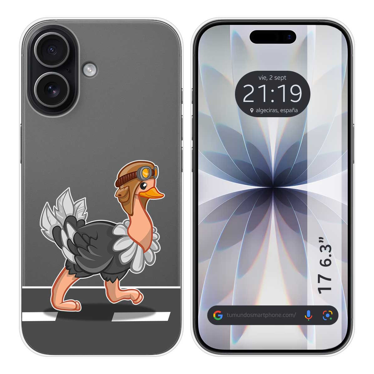 Funda Silicona Transparente para Iphone 17 (6.3) diseño Avestruz Dibujos