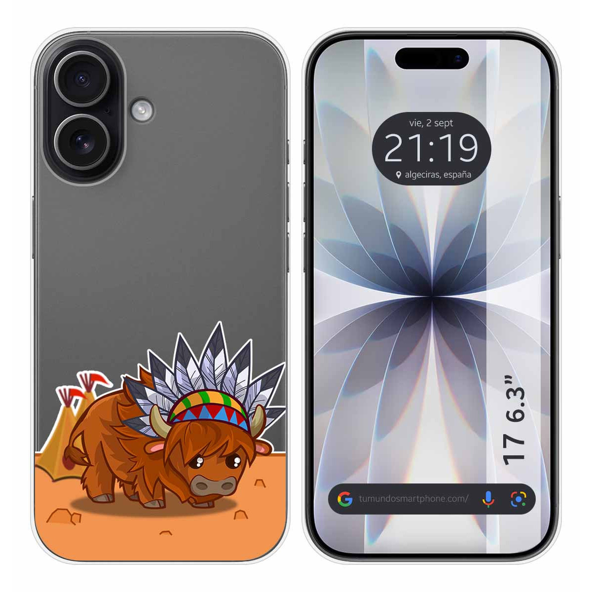 Funda Silicona Transparente para Iphone 17 (6.3) diseño Bufalo Dibujos
