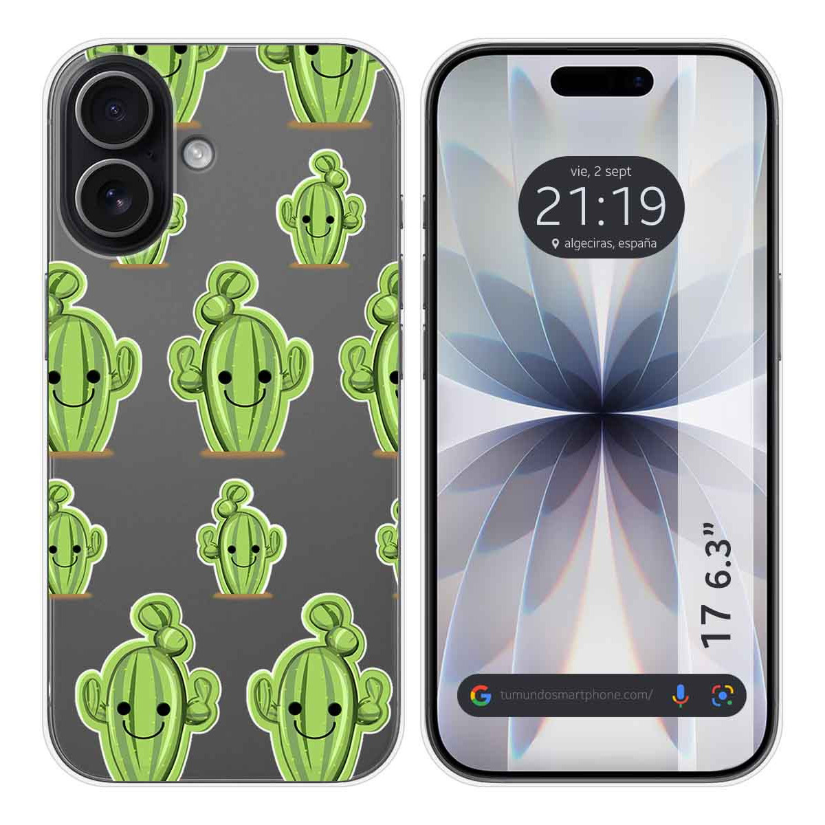 Funda Silicona Transparente para Iphone 17 (6.3) diseño Cactus Dibujos