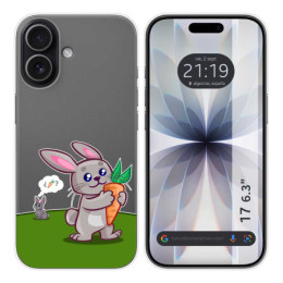 Funda Silicona Transparente para Iphone 17 (6.3) diseño Conejo Dibujos