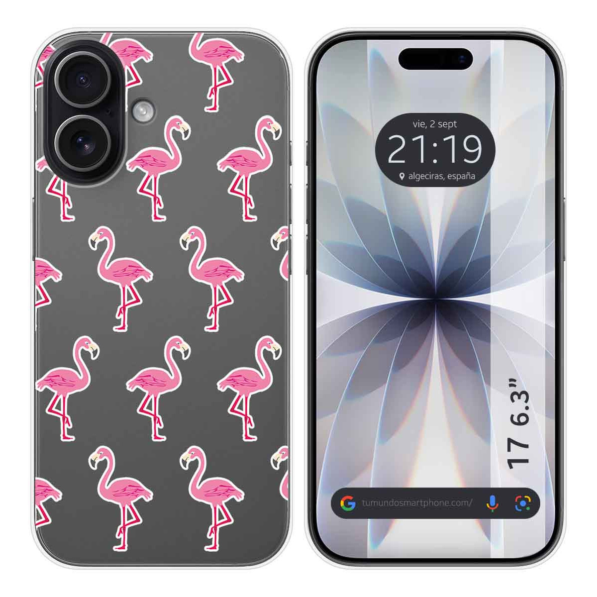 Funda Silicona Transparente para Iphone 17 (6.3) diseño Flamenco Dibujos