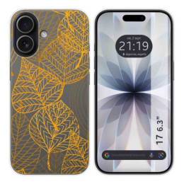 Funda Silicona Transparente para Iphone 17 (6.3) diseño Hojas Dibujos