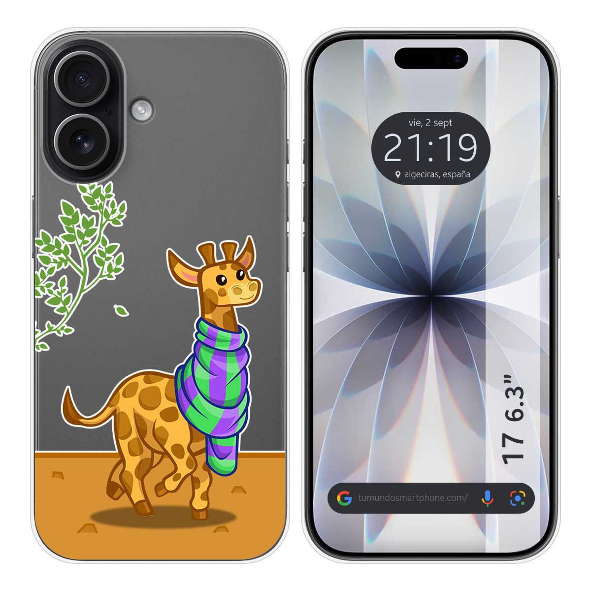 Funda Silicona Transparente para Iphone 17 (6.3) diseño Jirafa Dibujos