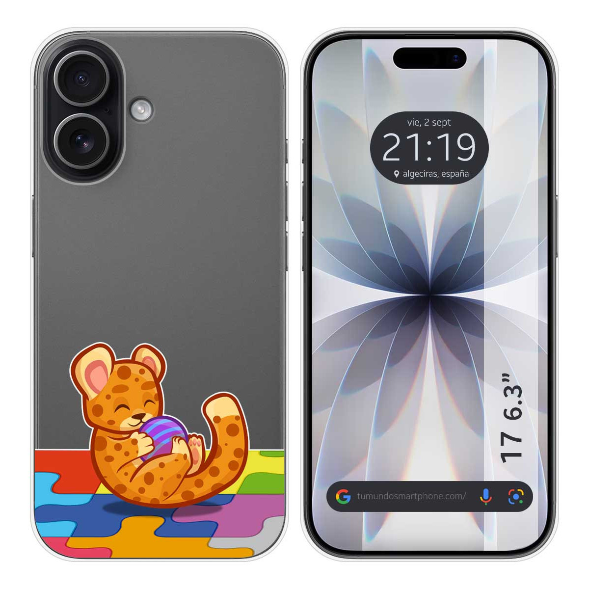 Funda Silicona Transparente para Iphone 17 (6.3) diseño Leopardo Dibujos