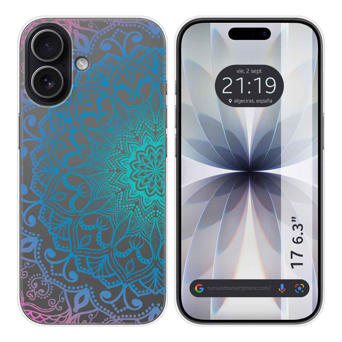 Funda Silicona Transparente para Iphone 17 (6.3) diseño Mandala Dibujos