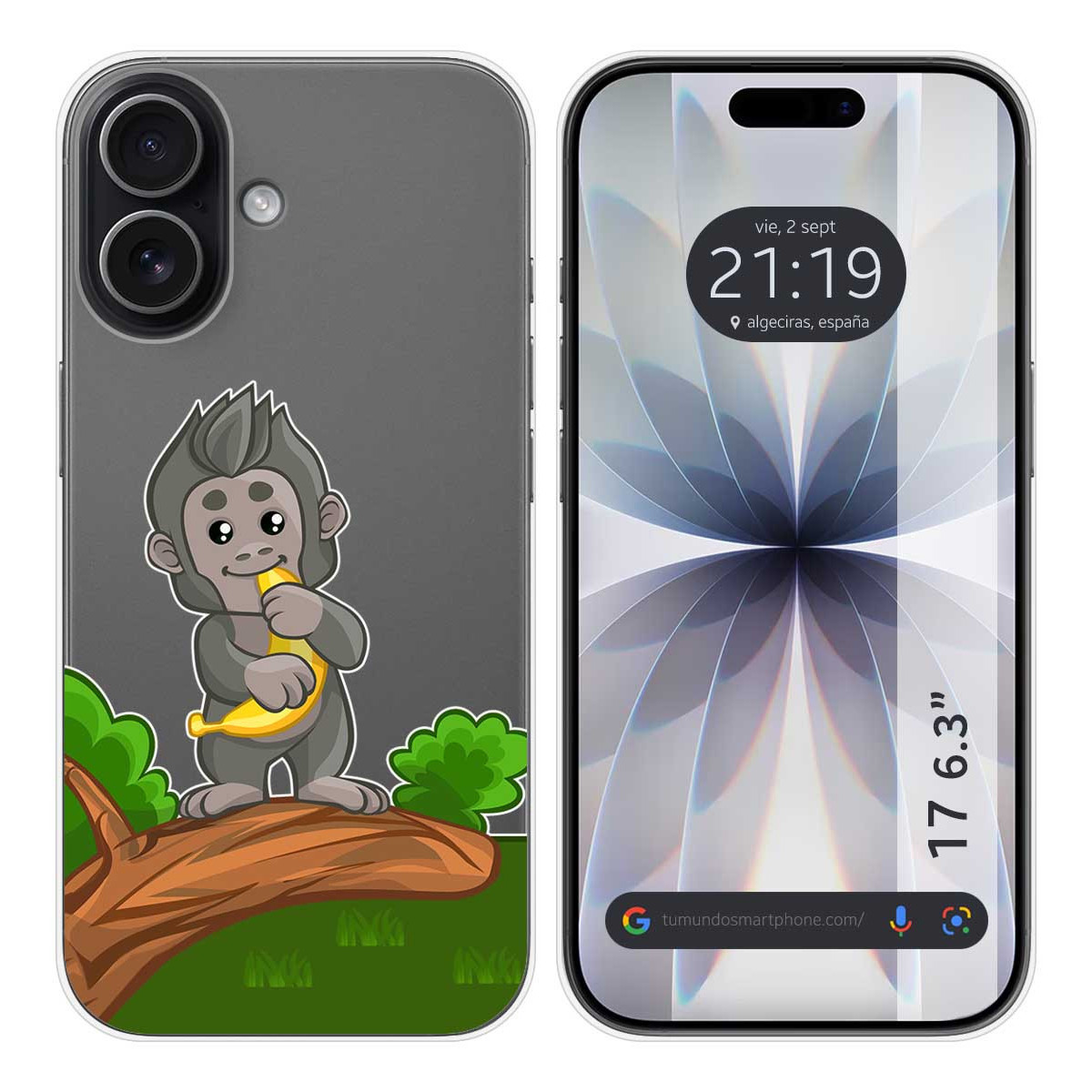 Funda Silicona Transparente para Iphone 17 (6.3) diseño Mono Dibujos