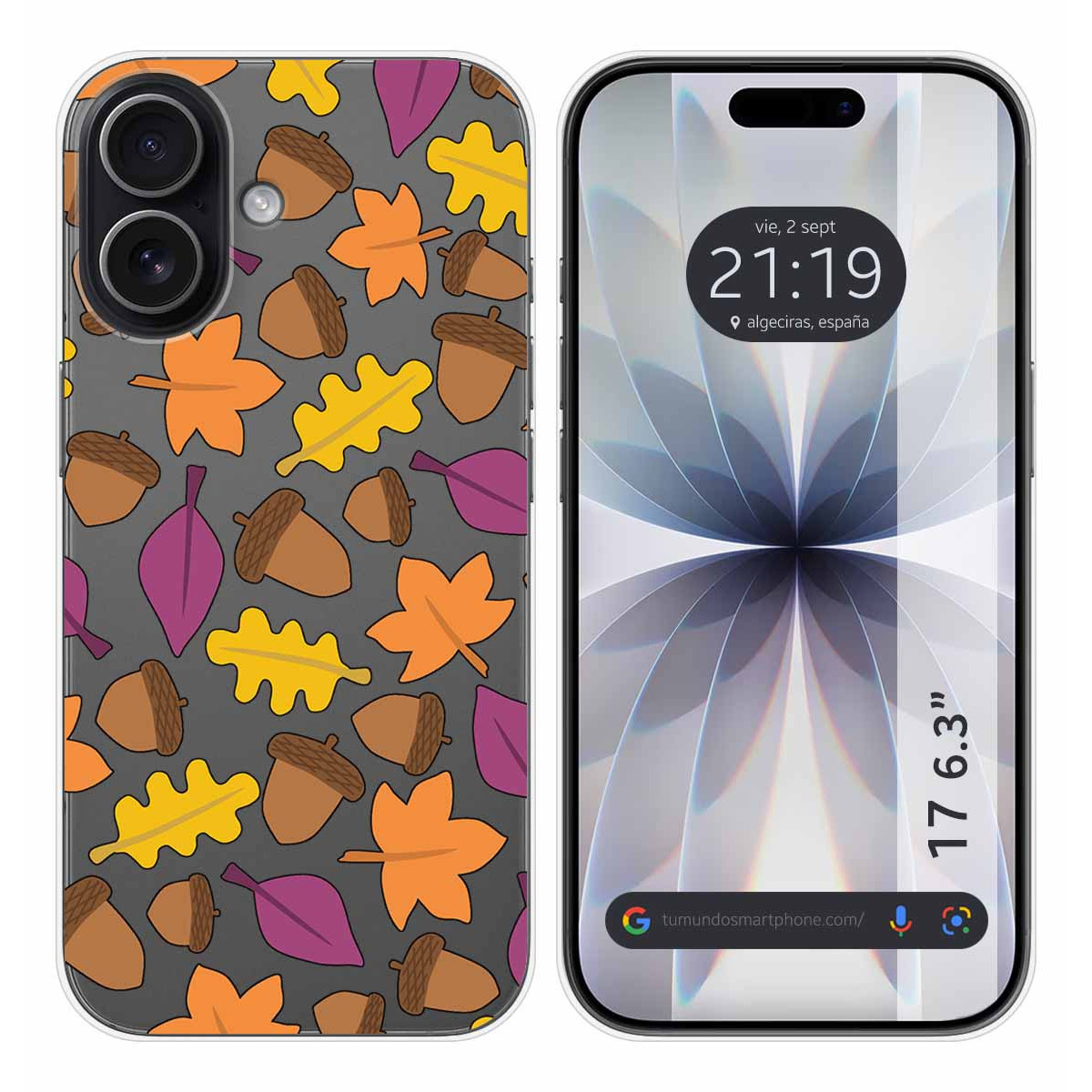 Funda Silicona Transparente para Iphone 17 (6.3) diseño Otoño Dibujos