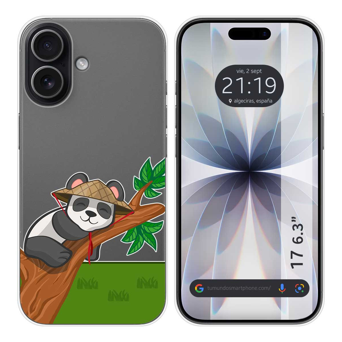 Funda Silicona Transparente para Iphone 17 (6.3) diseño Panda Dibujos