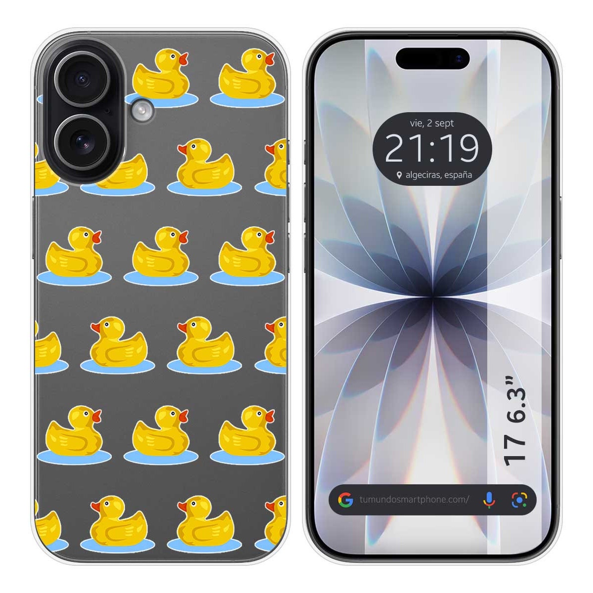 Funda Silicona Transparente para Iphone 17 (6.3) diseño Pato Dibujos