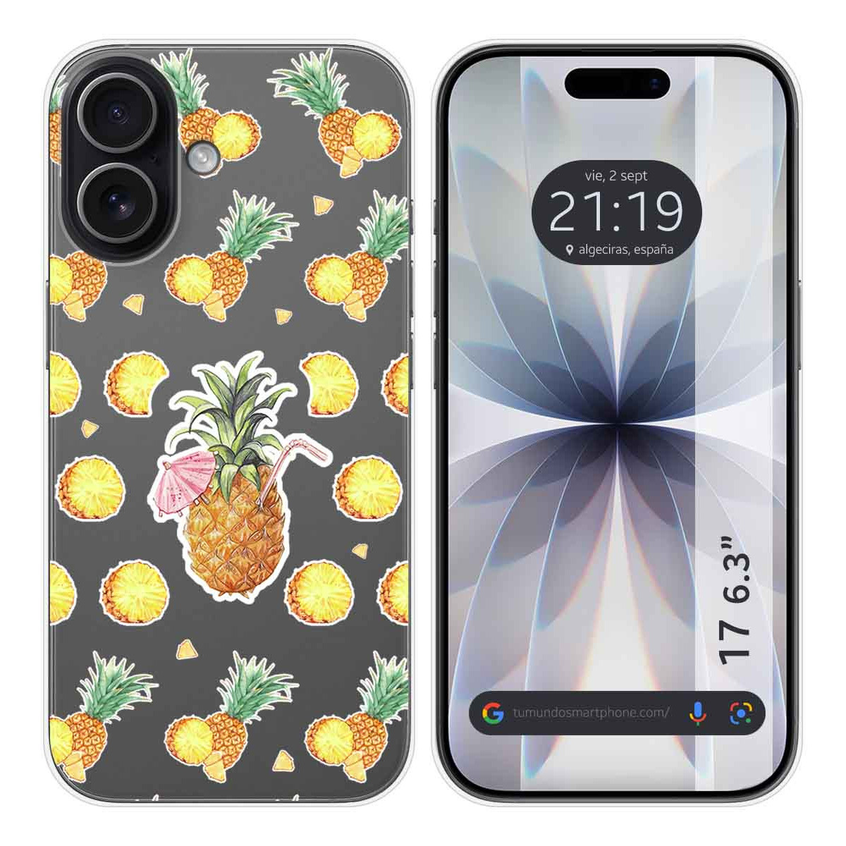 Funda Silicona Transparente para Iphone 17 (6.3) diseño Piña Dibujos
