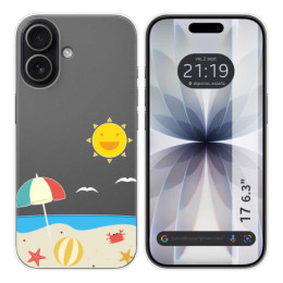 Funda Silicona Transparente para Iphone 17 (6.3) diseño Playa Dibujos