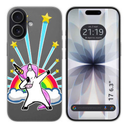 Funda Silicona Transparente para Iphone 17 (6.3) diseño Unicornio Dibujos
