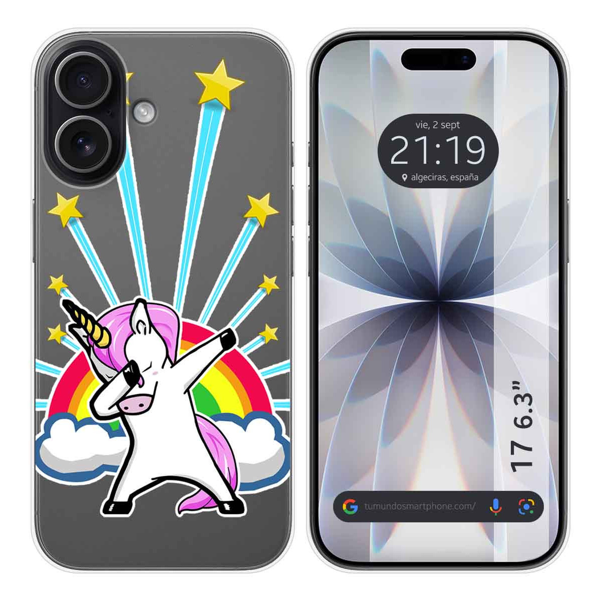 Funda Silicona Transparente para Iphone 17 (6.3) diseño Unicornio Dibujos