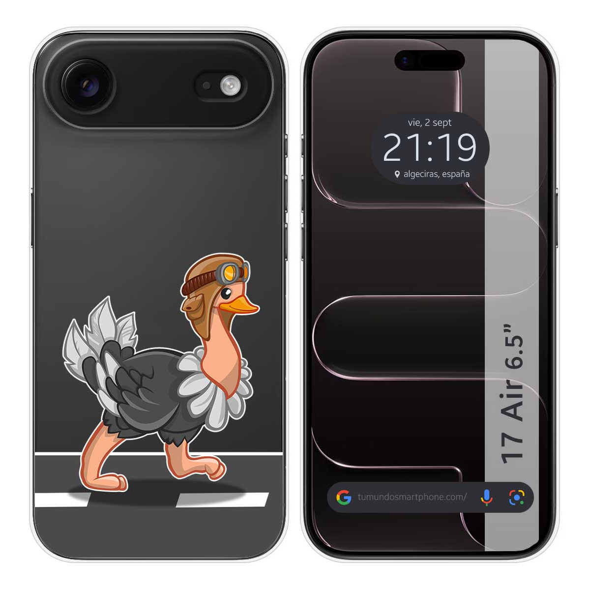 Funda Silicona Transparente para Iphone 17 Air (6.5) diseño Avestruz Dibujos