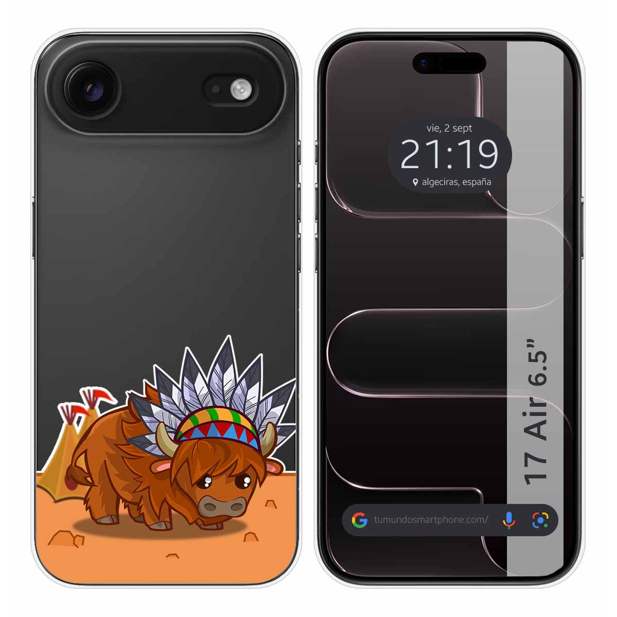 Funda Silicona Transparente para Iphone 17 Air (6.5) diseño Bufalo Dibujos