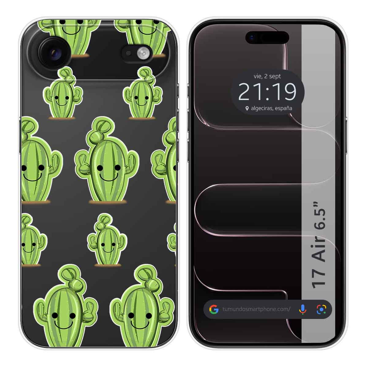 Funda Silicona Transparente para Iphone 17 Air (6.5) diseño Cactus Dibujos