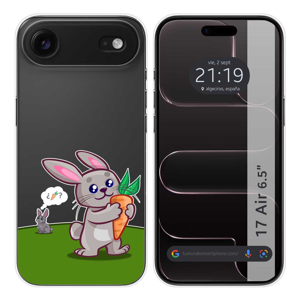 Funda Silicona Transparente para Iphone 17 Air (6.5) diseño Conejo Dibujos