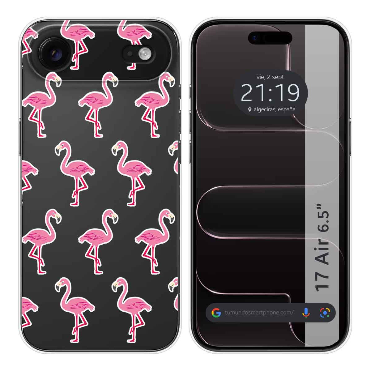 Funda Silicona Transparente para Iphone 17 Air (6.5) diseño Flamenco Dibujos