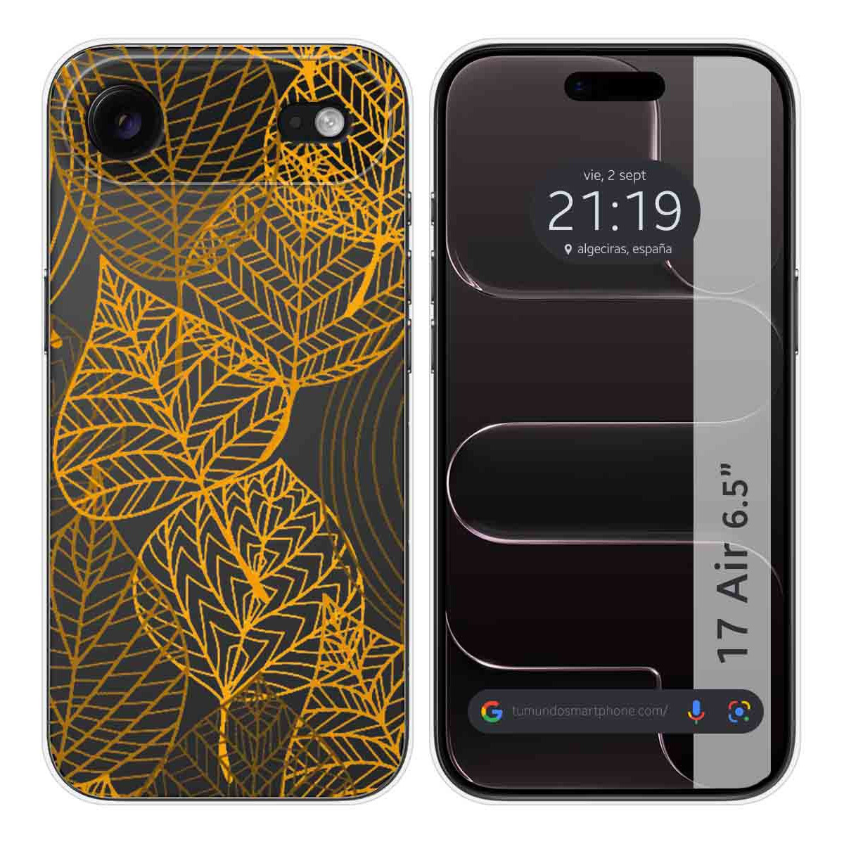 Funda Silicona Transparente para Iphone 17 Air (6.5) diseño Hojas Dibujos