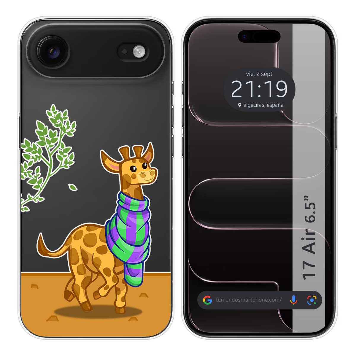Funda Silicona Transparente para Iphone 17 Air (6.5) diseño Jirafa Dibujos