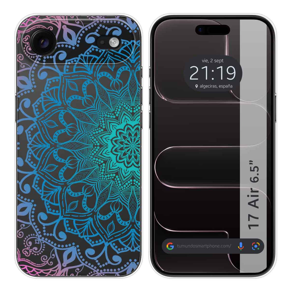 Funda Silicona Transparente para Iphone 17 Air (6.5) diseño Mandala Dibujos