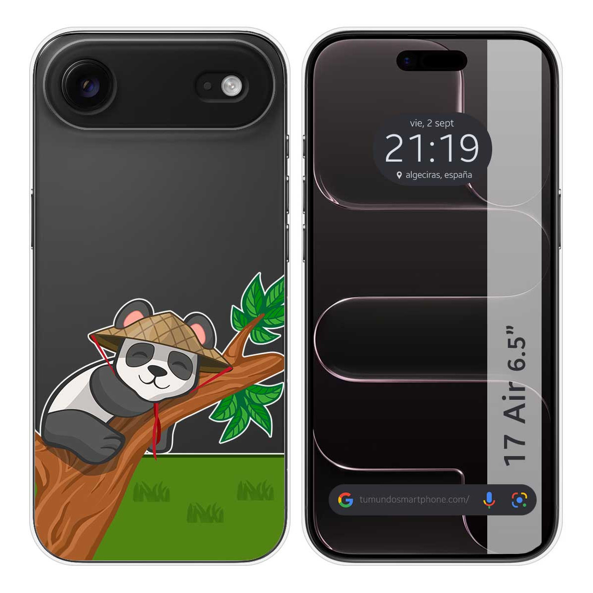 Funda Silicona Transparente para Iphone 17 Air (6.5) diseño Panda Dibujos