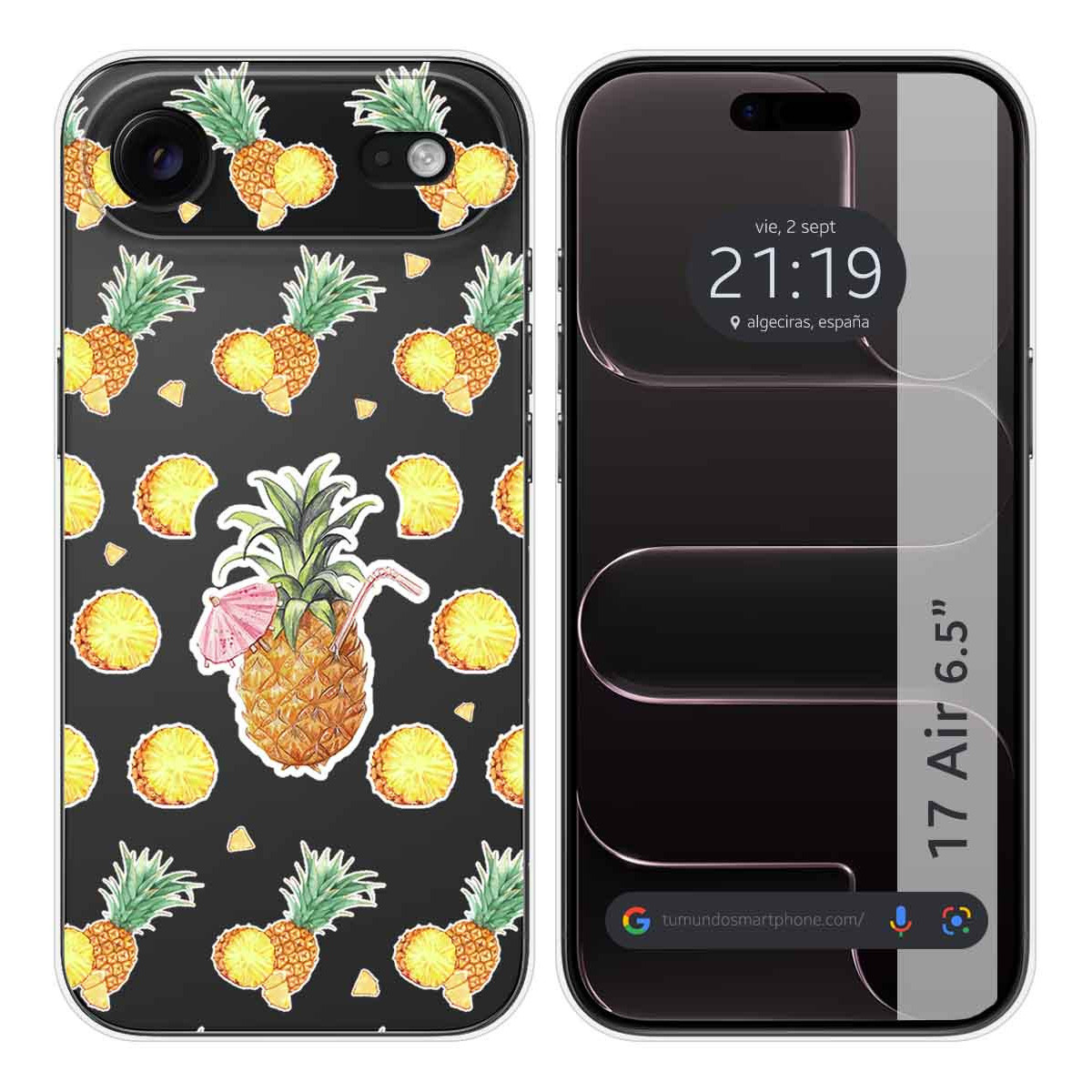 Funda Silicona Transparente para Iphone 17 Air (6.5) diseño Piña Dibujos