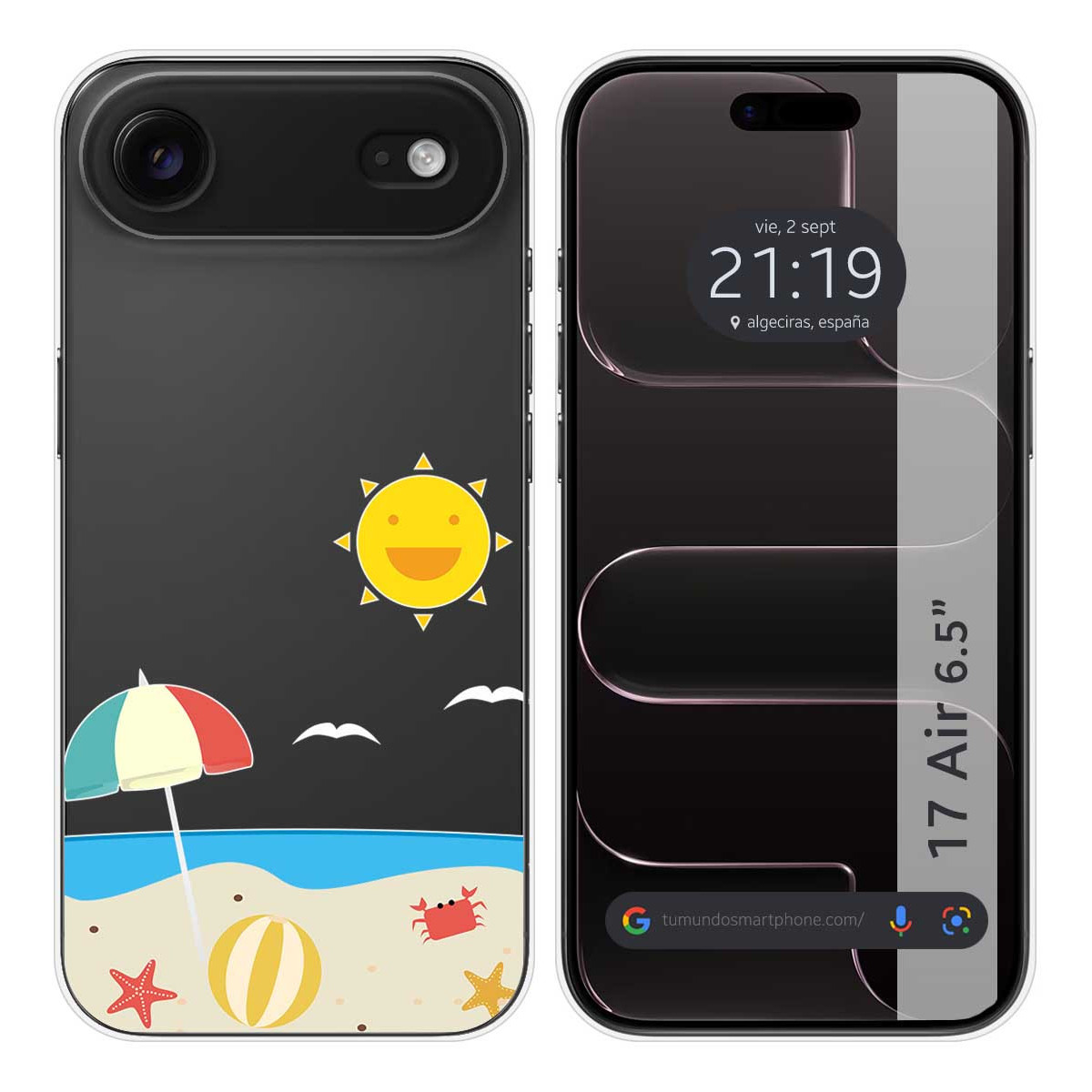 Funda Silicona Transparente para Iphone 17 Air (6.5) diseño Playa Dibujos