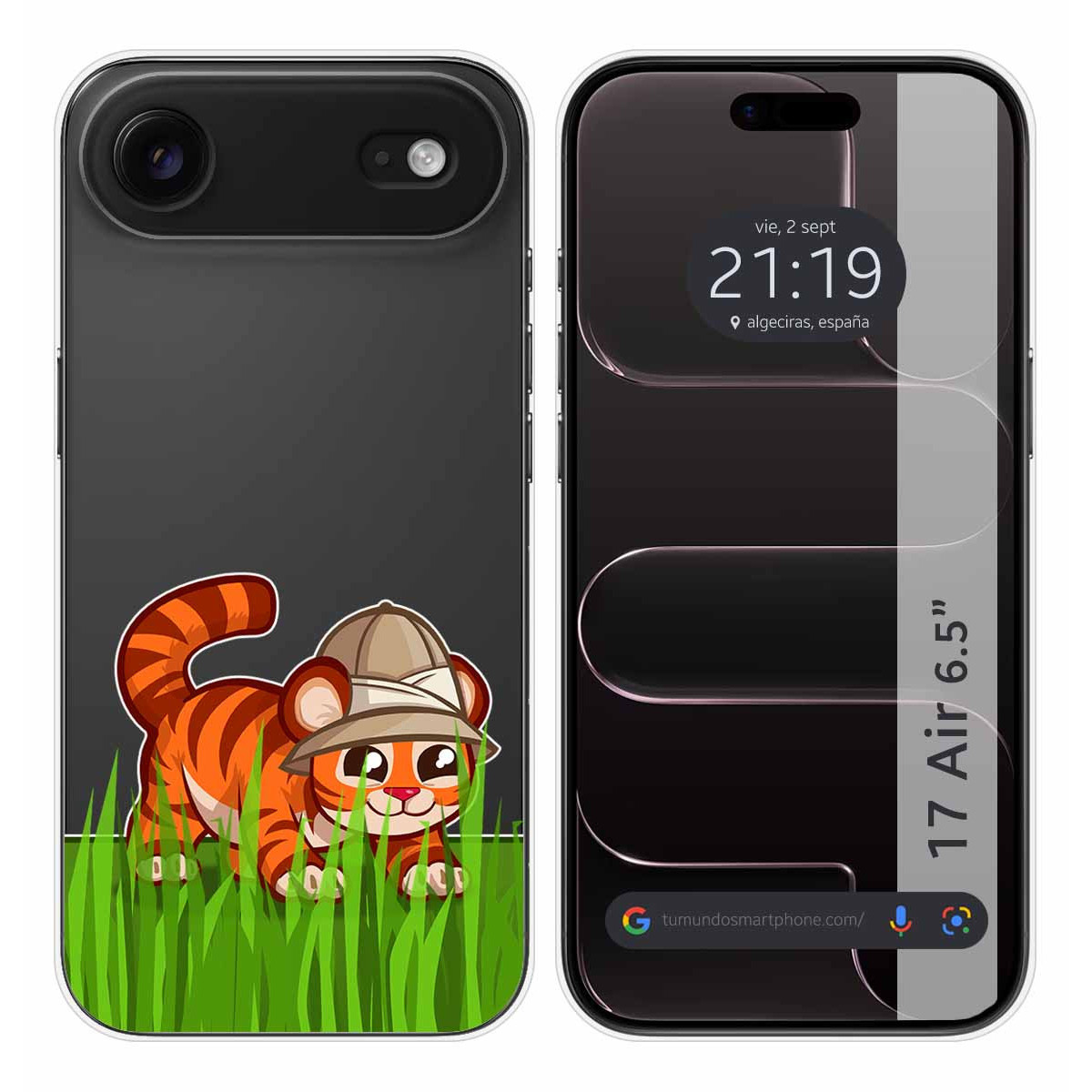 Funda Silicona Transparente para Iphone 17 Air (6.5) diseño Tigre Dibujos