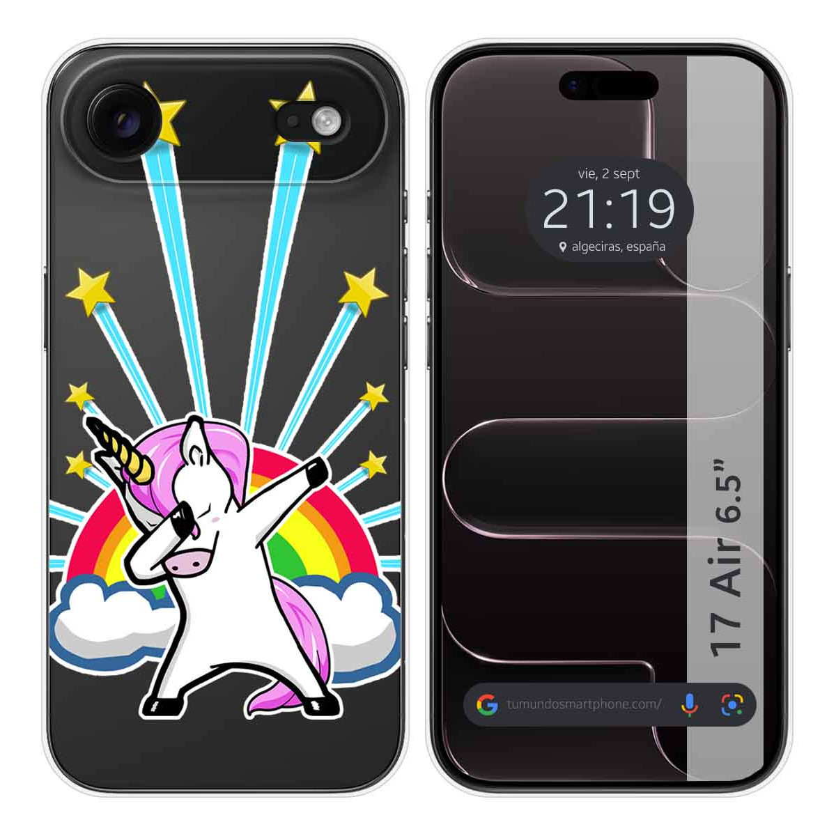 Funda Silicona Transparente para Iphone 17 Air (6.5) diseño Unicornio Dibujos