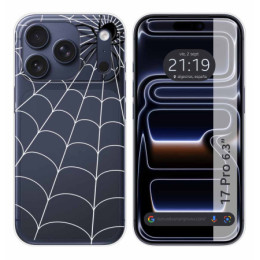 Funda Silicona Transparente para Iphone 17 Pro (6.3) diseño Araña Dibujos
