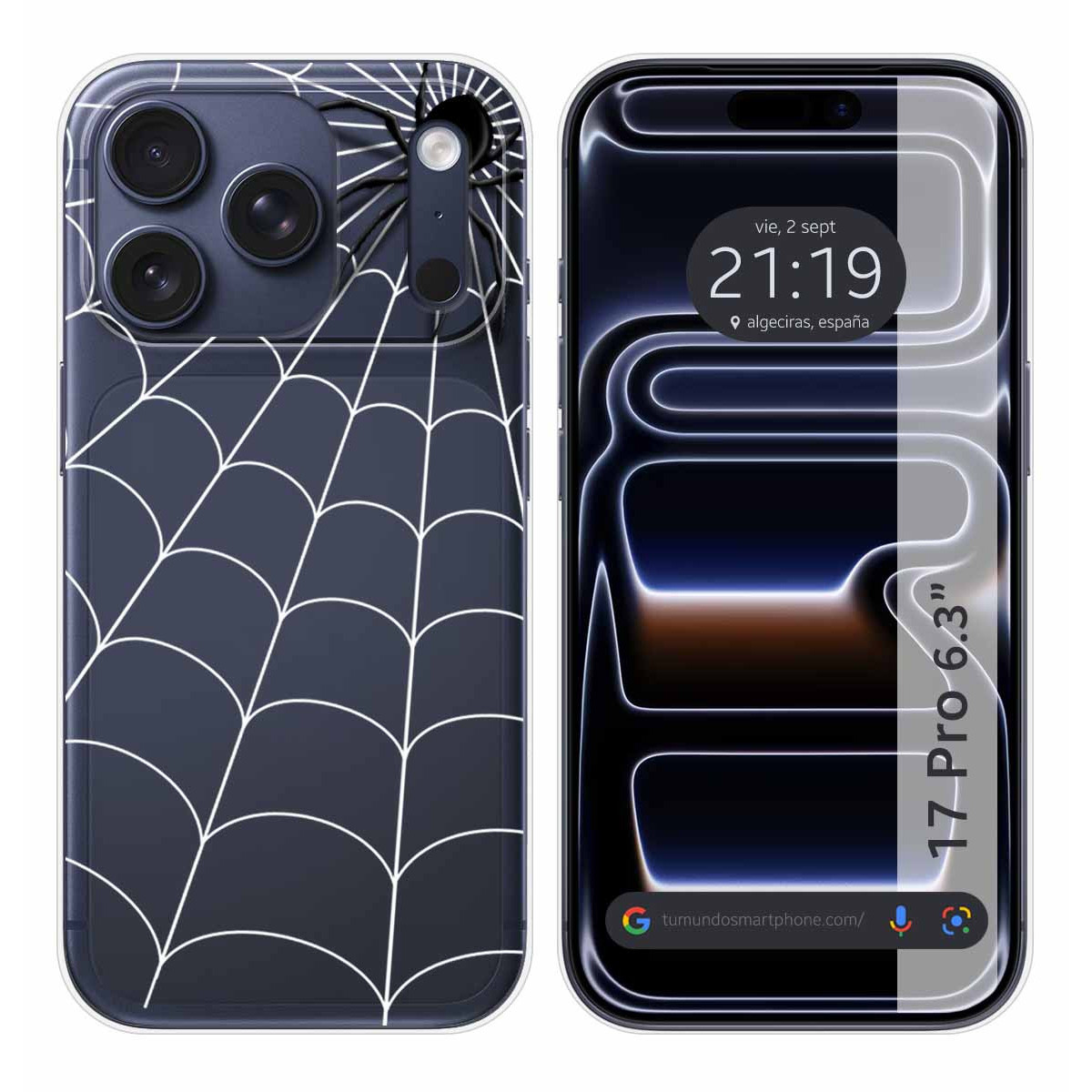 Funda Silicona Transparente para Iphone 17 Pro (6.3) diseño Araña Dibujos